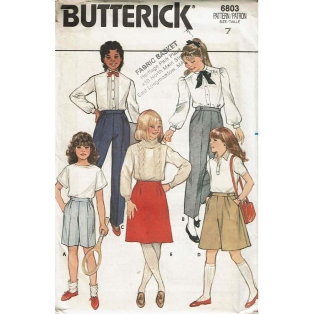 Butterick Sewing Pattern 6803 Shorts Skirt Culottes Pants‎ Girls Size 7